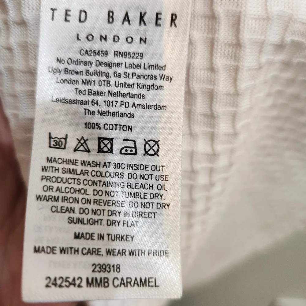 Ted Baker Basketweave Crewneck Shirt In White Size 3, U.S. Medium - Picture 9 of 11